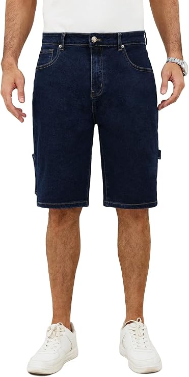 Mens Jean Shorts Cargo Stretch Denim Jorts | Summer Casual Relaxed Fit with 6 Pockets