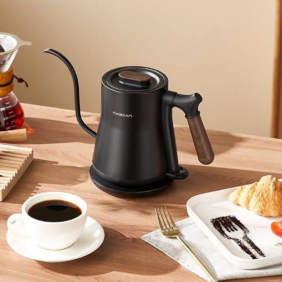 Electric Gooseneck Pour Over Coffee & Tea Kettle - 1000W Rapid Heating, 0.8L Stainless Steel, Auto Shut-Off, Boil Dry Protection, BPA Free