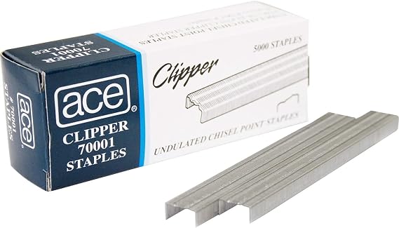Advantus ACE Undulated Clipper Staples for 07020, Box of 5,000 Staples (ACE70001) , Silver | Box of 5,000 Staples | Undulated Chisel Point | For ACE Clipper and Other Clipper Staplers | Silver