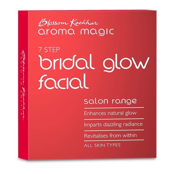 Aroma Magic Bridal Glow Facial Kit | Single Use | 7 in 1 Natural Face Set for Women | with Extract of Turmeric & Orange | Cleansing & Moisturizing Skincare Kit