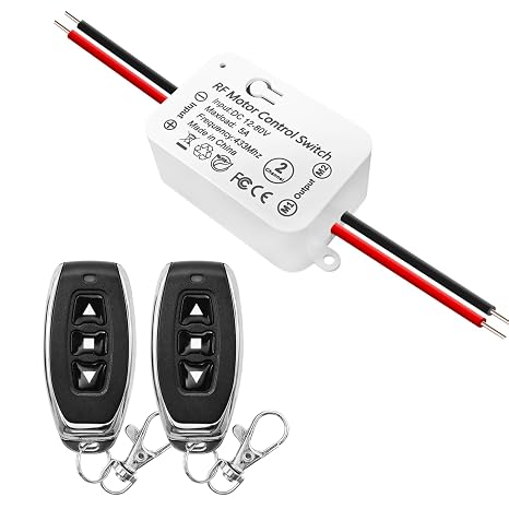 DieseRC Wireless DC Motor Remote Control Switch, DC 12V 80V 5A Relay Receiver Controller with 2 Transmitters, Radio Control Linear Motion Actuators Move Forward and Reverse