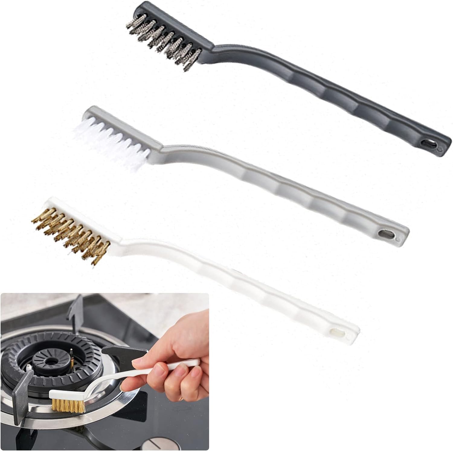 Orret Home 3-Wire Brush Aspirator,January,Bathroom,Jewelry,Button Cabin,Sink,Cleaning Brush Set for Oven Grouting Spaces,Oil and Rust Cleaning