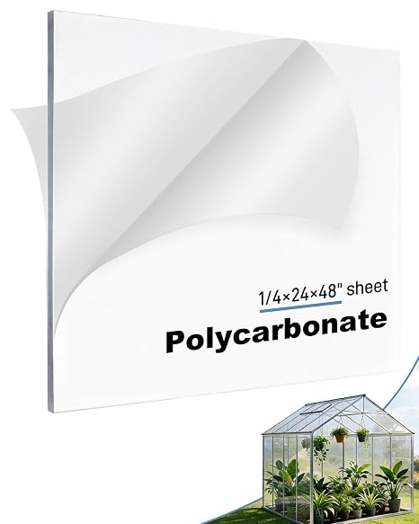 1/4" Thick Polycarbonate Plastic Sheet 24"x48"- UV,Impact&Weather Resistant Transparent Polycarbonate Panel,Easy to Cut for DIY Hobby, Home,Crafts & Window Replacement