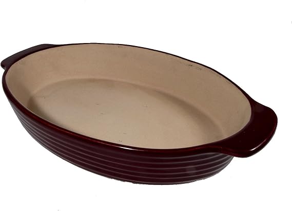 The Pampered Chef New Traditions Large Oval Baker, 12 x 8 Inches, Cranberry
