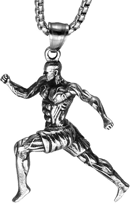 Unisex Stainless Steel Wrestling Match Pendant Sport Necklace Gold/Silver