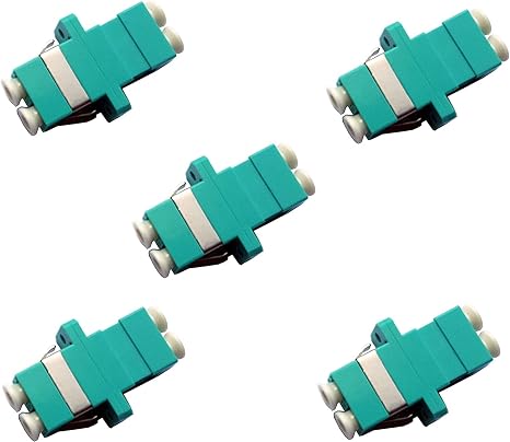 Ultra Spec Cables Fiber Optic Cable Adapter-Coupler LC-LC Duplex [Aqua]-Multimode 10Gb OM3-OM4 5 Pack
