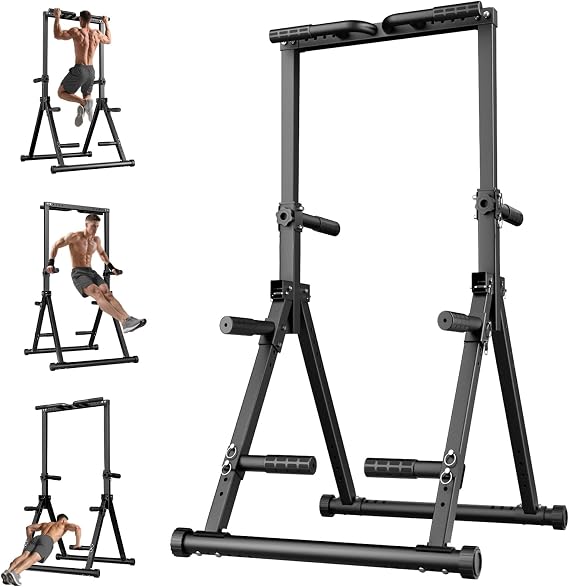 Foldable Pull Up Bar Free Standing, Strength Training Pull-up Bars Adjustable Pull Up Station, Power Tower Pull Up Bar MultiFunction Pull Up Dip Station Workout Equipment For Home Gym Support 480 LBS