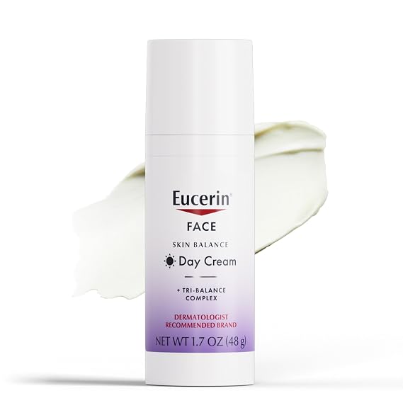 Eucerin Skin Balance Day Cream, Facial Skin Care, 1.7 OZ | Sensitive Skin Face Moisturizer Enriched with Tri-Balance Complex, Soothes, Moisturizes and Fortifies Skin, Fragrance Free