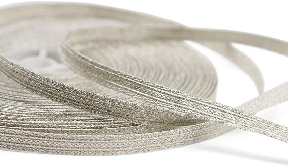 27 Yard Roll of North 5/16" Wide Double Stripe Military Bullion Braid Trim, Pale Silver
