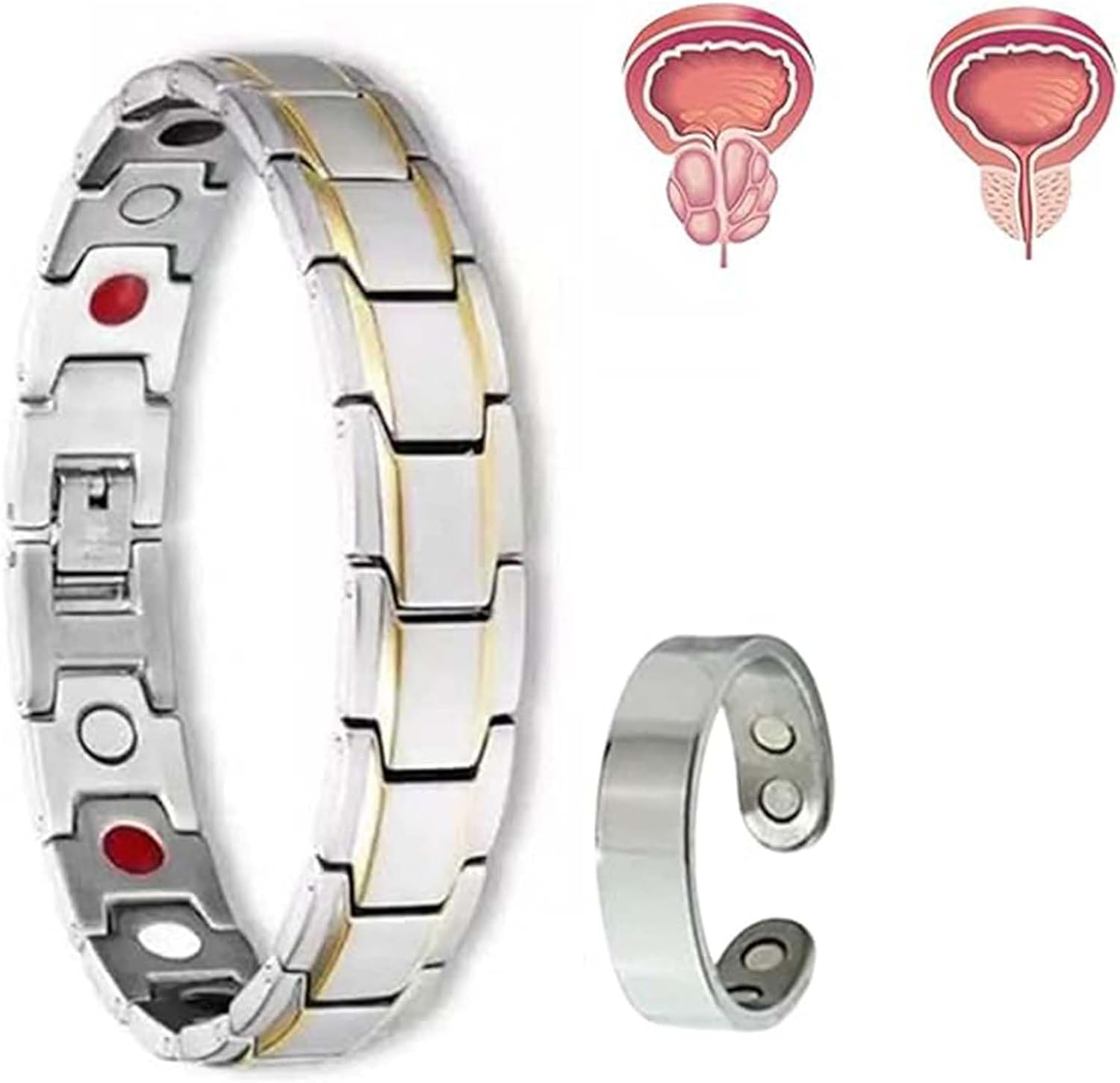 CopperPulse Prostate Wellness Band & Ring, Copper Pulse Prostate Wellness Band  Coppermag Prostate Therapy Ring, Copper Ring  Copper Wristband, for Men Prostate Relief Silver