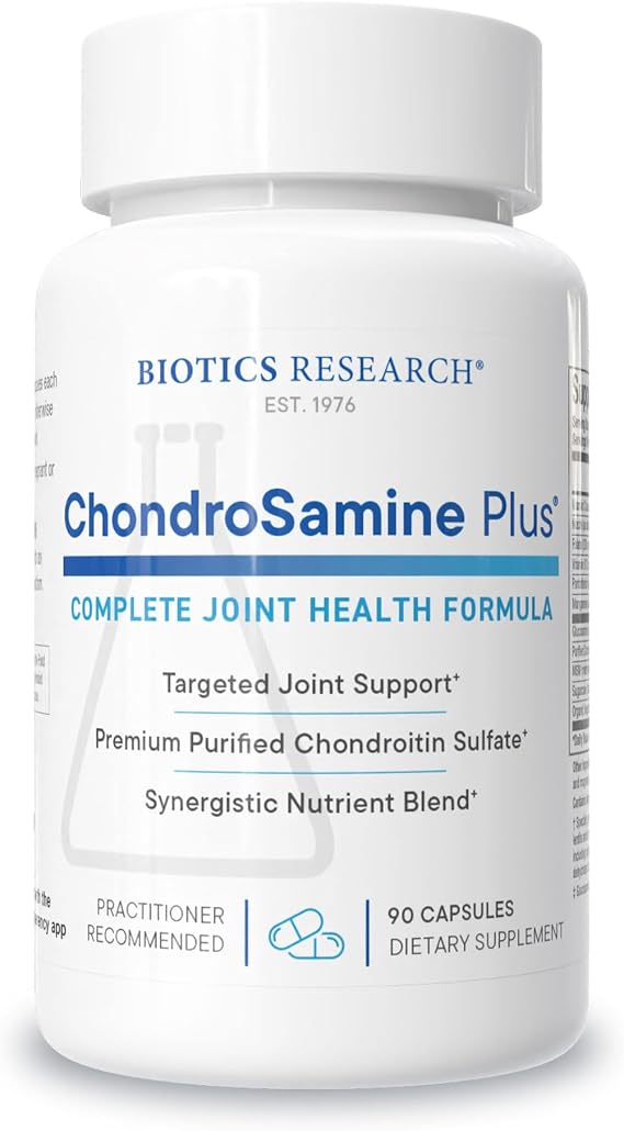 BIOTICS RESEARCH ChondroSamine Plus Glucosamine Chondroitin MSM, 90 capules | Glucosamine 1000mg, Chondroitin 500mg, MSM, Vitamins and Minerals, Joint & Connective Tissue Support, Ease of Movement