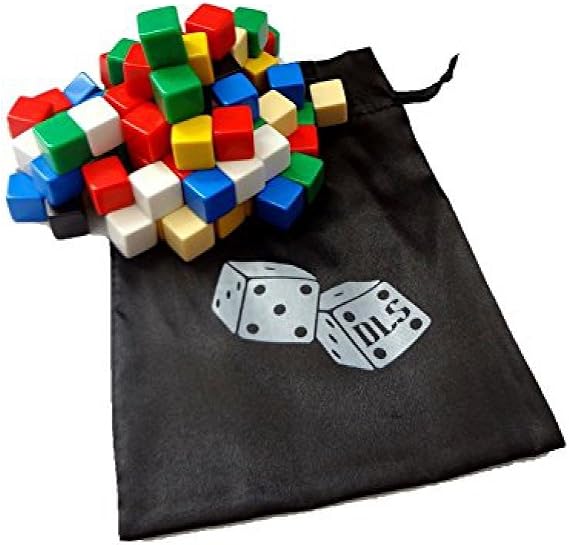 Discount Learning Supplies 100 Assorted Blank Dice 16 mm with Storage Bag