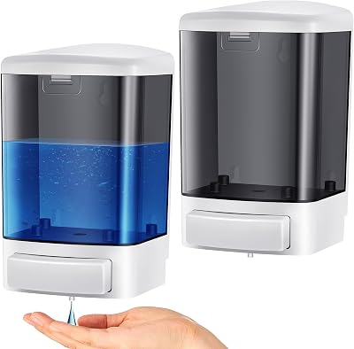 Hushee 2 Pcs Commercial Soap Dispenser Hand Wall Mounted Bathroom 33.8oz1000ml Manual Soap Dispenser Liquid Containers with Pump Black Shower Plastic Wash Wall Container Shampoo Gel for Kitchen Hotel