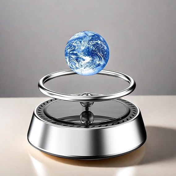 Rotating Car Air Freshener Solar Floating Earth Mars Stocking Stuffers Car Perfume Aromatherapy Diffuser Car Interior Decoration Accessories Car Office Home Ornament Nice Gift (Earth)