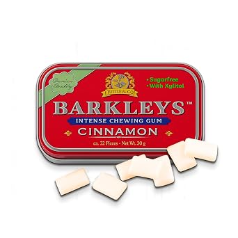 Barkleys Sugar Free Gum, Xylitol Cinnamon Gum-Natural Gum, Breath Refreshing & Long-lasting Flavor -Sugarless Gum, Healthy Gum, Xylitol Gum for Cavities-Keto, Vegan-1 Pack 30g, 22 gums