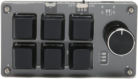 ASHATA Mini Mechanical Keyboard, Bluetooth 6 Keys DIY Programmable Keypad Dual Mode OSU Wired USB Keypad Suitable for Office, Game, Music, Media, etc