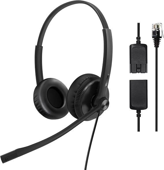 Yealink Phone Headsets for Office Phones YHS34 QD to RJ9 Wired Headset