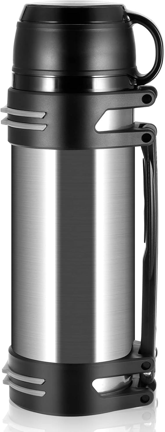 2.0 L Vacuum Insulated Bottle Stainless Steel for Hot Drinks | Vacuum Insulated Flask with Handle and Coffee Cup Lid Travel Flask Drink Flasks Food Soup Flasks