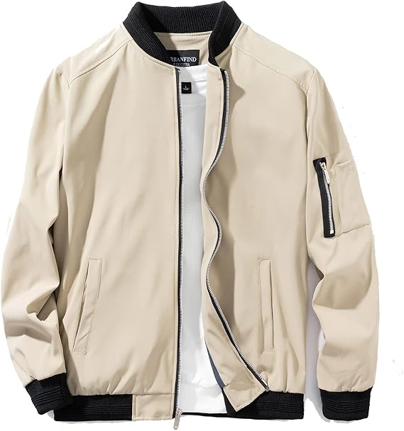 URBANFIND Men's Slim Fit Lightweight Sportswear Jacket Casual Bomber Jacket