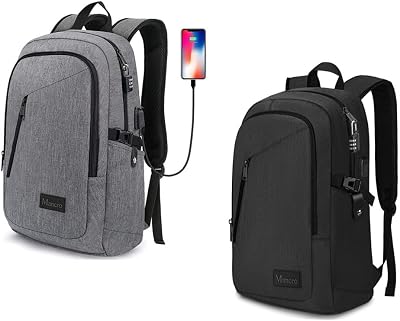 Mancro Laptop Backpack, 15.6 inch Anti-Theft Bag with USB Charging Port and Lock Business Backpack for Men