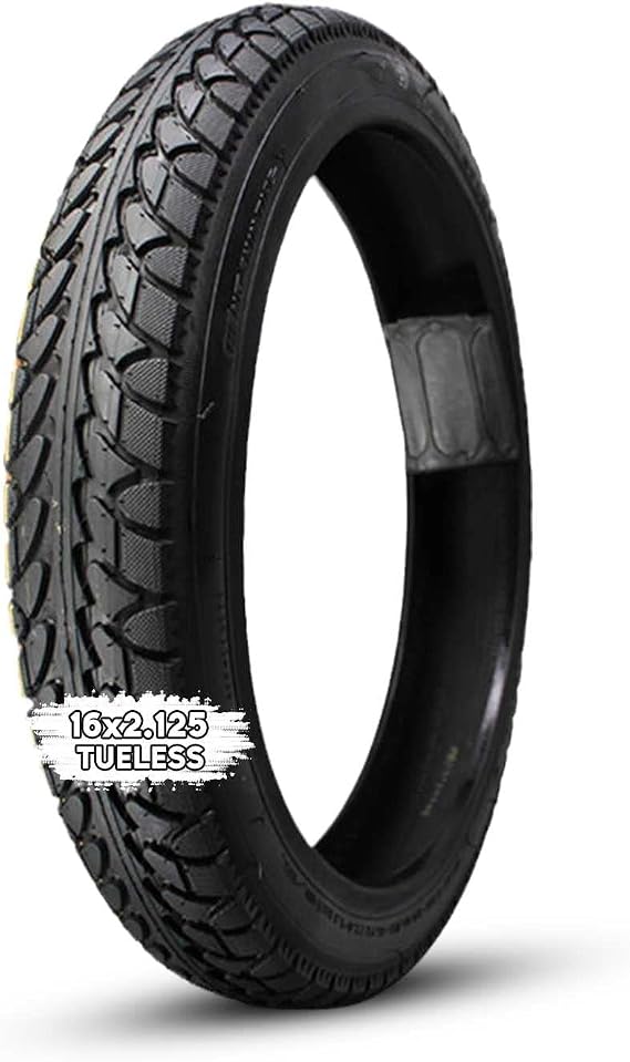 16x2.125 Tubeless Tire for Ebike | 57-305 16 x 2.125 Tire for Electric Scooter | 16 Inch Tire for Replacement Folding Electric Bike Tire