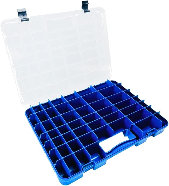 BIN BUDDY 54-Compartment Plastic Storage Box - Versatile Organizer for Jewelry, Crafting, Fishing Tackle, Small Tools, and More