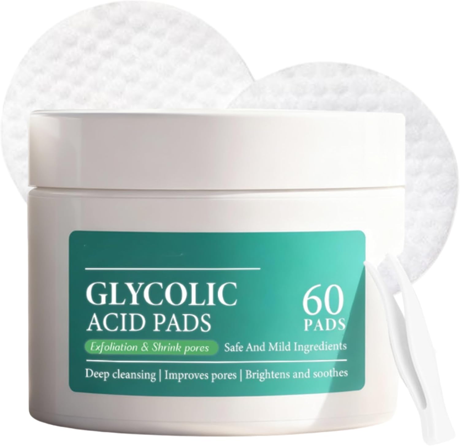 60PCS Glycolic Acid & Salicylic Acid Exfoliating Face Pads – Exfoliating Pads for Smooth & Radiant Skin – Pore Cleansing & Hydrating Toner Pad – Facial Cleansing Pad & Skin Renewal Wipes