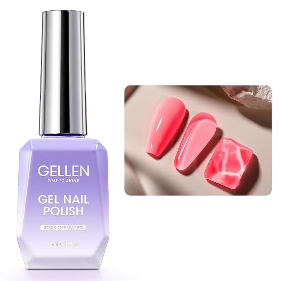 Gellen Bright Neon Pink Gel Nail Polish, 18ml High Gloss Hot Pink UV Gel Polish For Salon Home Spring Summer, No Wipe Soak Off, Long Lasting, Self-leveling, Full Coverage, Non-toxic, No.1022