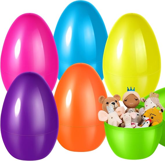12 PCS Jumbo Easter Eggs, 10" Large Plastic Easter Eggs for Easter Egg Hunt, Empty Easter Eggs for Filling Treats, Fillable Surprise Eggs Bulk, Basket Stuffers Fillers, Easter Theme Party Favor