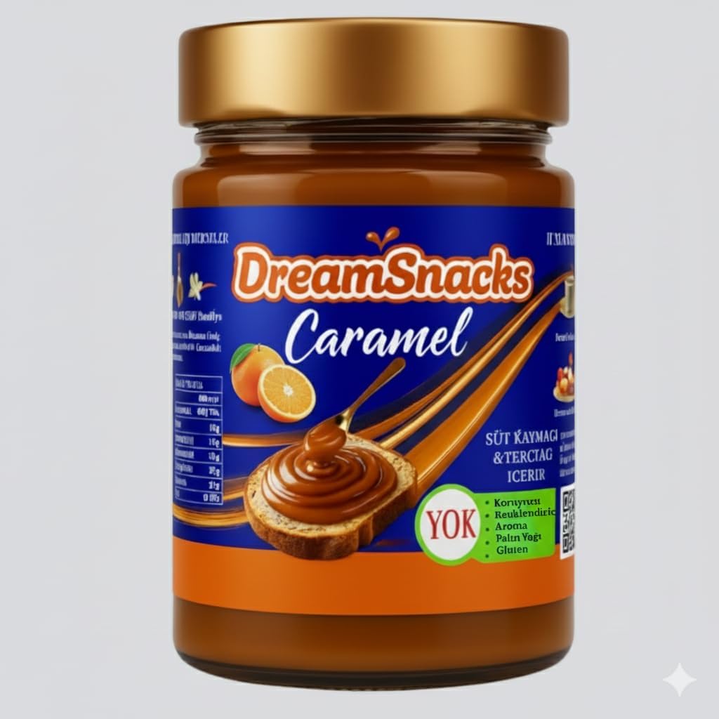 DreamSnacks Premium Portakallı Karamel,330 G Cam Kavanoz,Katkısız,Doğal Taze Süt Ürünleri ile hazırlanmış,Glutensiz,Ekmek Üzeri&Waffle& Krep&Dondurma&Tüm Tatlılar