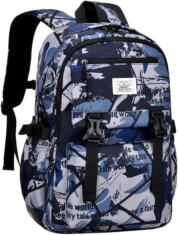 MATMO Kids Camo Backpack Boys Girls Student School Backpacks Mens Camouflage Backpack (Gray, Large)