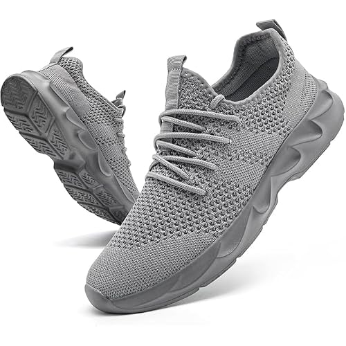 Mens Running Shoes Sneakers Tennis Non Slip Walking Gym Workout Athletic Slip On Casual Lightweight Breathable Mesh Fashion