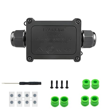 IP68 Waterproof Junction Box Outdoor, 2 Way Electrical Enclosure with Terminal Block, 2 Port Outdoor Cable Connector for Landscape/Garden/Holiday Lights (Halloween Christmas)