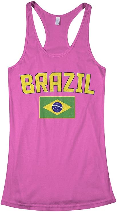 Threadrock Women's Brazil Flag Racerback Tank Top