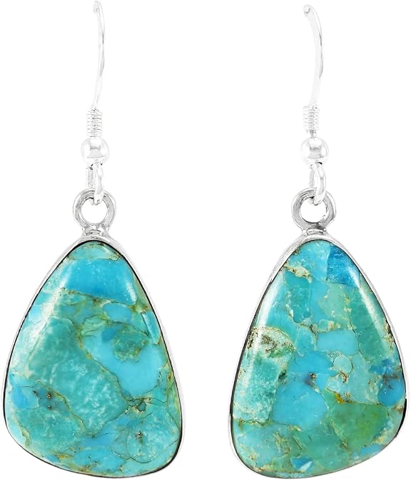 Turquoise Earrings Sterling Silver 925 & Genuine Gemstones