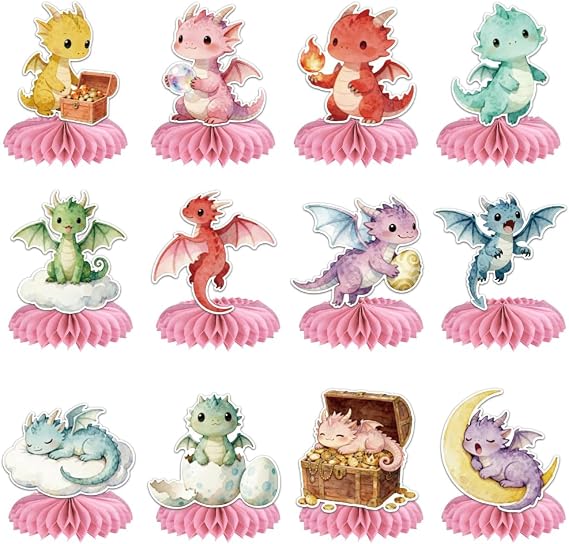 ANATTASOUL Dragon 12PCS Honeycomb Centerpieces for Table Decoration