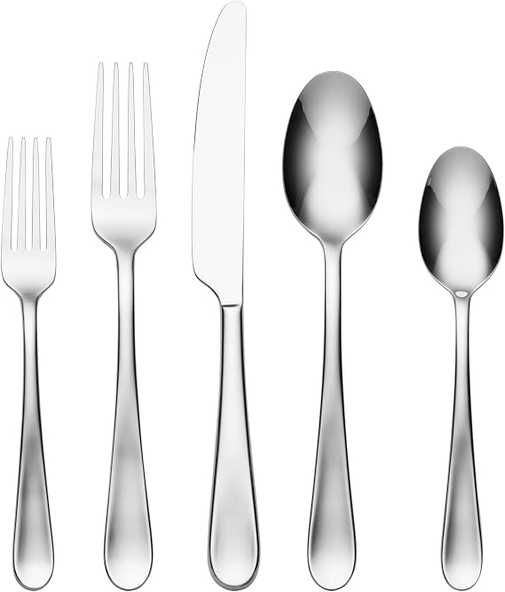 Oneida Grant 20-Piece 18/0 Silverware Set for 4, Flatware | mirror finish, dishwasher safe | includes knives, forks, and spoons | cutlery set for kitchen and dining