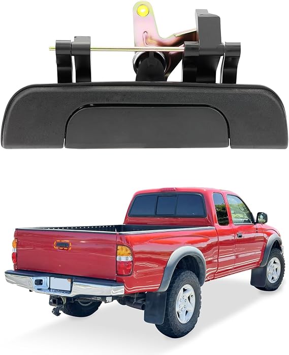 Gledewen Metal Tailgate Door Handle Fit for 1995-2004 Toyota Tacoma Pickup | Replace# TO1915102, 69090-35010, Upgraded Exterior Rear Tail gate Liftgate Latch Lock, Exterior Rear Textured