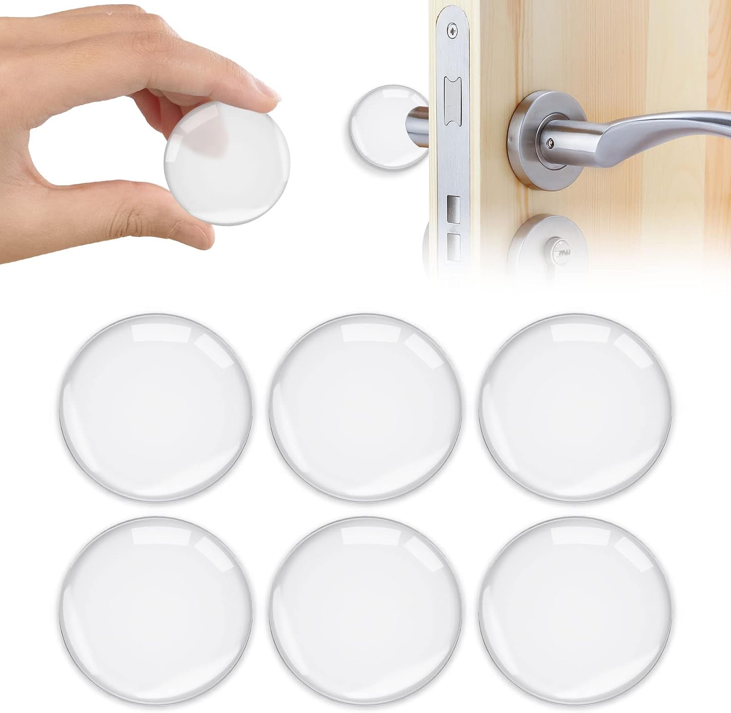 Vicloon Kapı stoperi, 6 adet zarif kapı tamponu, şeffaf, 40 x 8 mm silikon kapı stoperi, duvar, kendinden yapışkanlı, şeffaf, kapı kolu tamponu için yuvarlak, koruyucu kapı, tampon, duvar susturucu