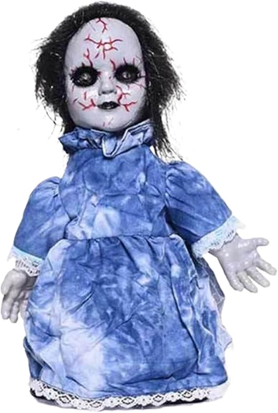 Halloween Decorations, Haunted Doll Scary Doll Horror Doll Walking Creepy Doll with Lighting Eyes & Hair, Animated Scary Haunted Doll Horror with Sounds for Haunted House Halloween Decorations