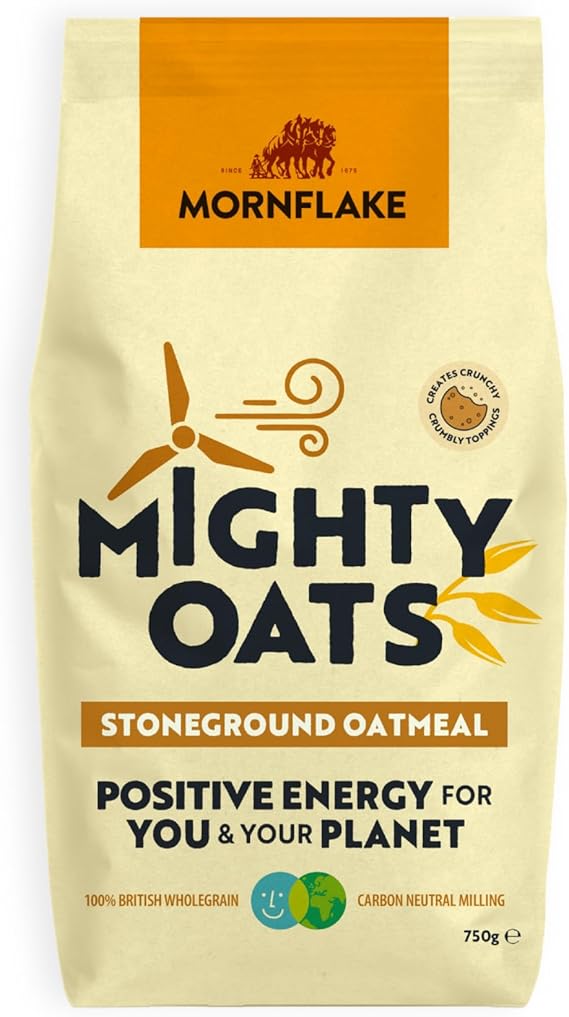 Mornflake - Mighty Oats Stoneground Medium Oatmeal 1x 750g. High In Fibre. Perfect For Breakfast Porridge Oats, Granola and Baking. Suitable For Vegan Diet