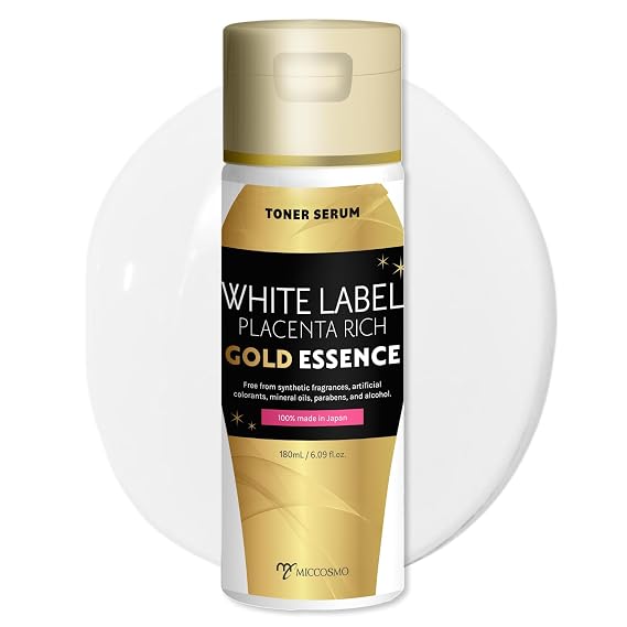 White Label Placenta Rich Gold Essence 180ml, Japanese Face Serum Toner
