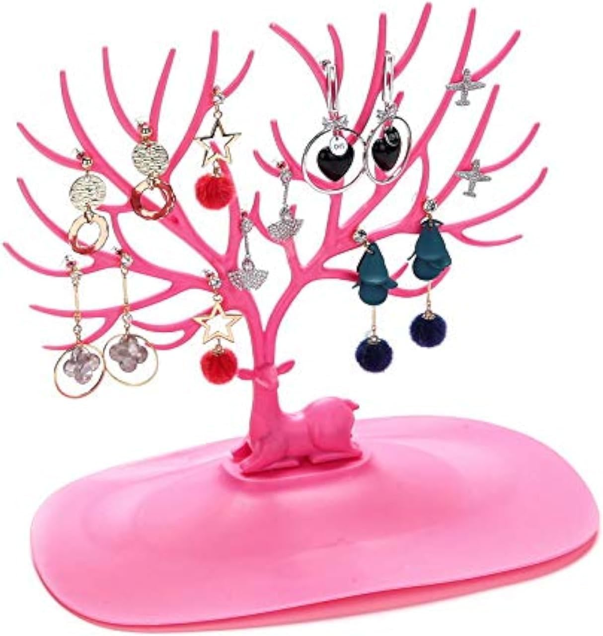 YFLY Antique Birds Tree Stand Jewelry Display Necklace Earring Bracelet Holder Organizer Rack Tower Pink