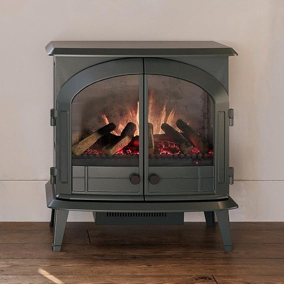 Harlowe Freestanding Electric Fireplace Stove Heater in Hunter Green with Multi-Color Ember Bed | Smart Technology | Alexa/WiFi Enabled | 1500W | Indoor Portable Heater | Safety Shutoff