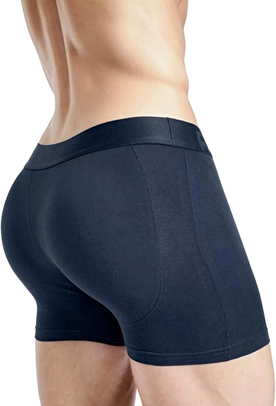 Rounderbum Men's Padded Underwear Boxer Briefs with Removable Butt Enhancing Pads - 4 Colors - More Volume Instantly