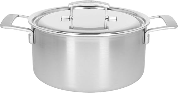 Demeyere Industry 5 Stewing Pan with Lid 24 cm 5.2 Litres 1810 Stainless Steel