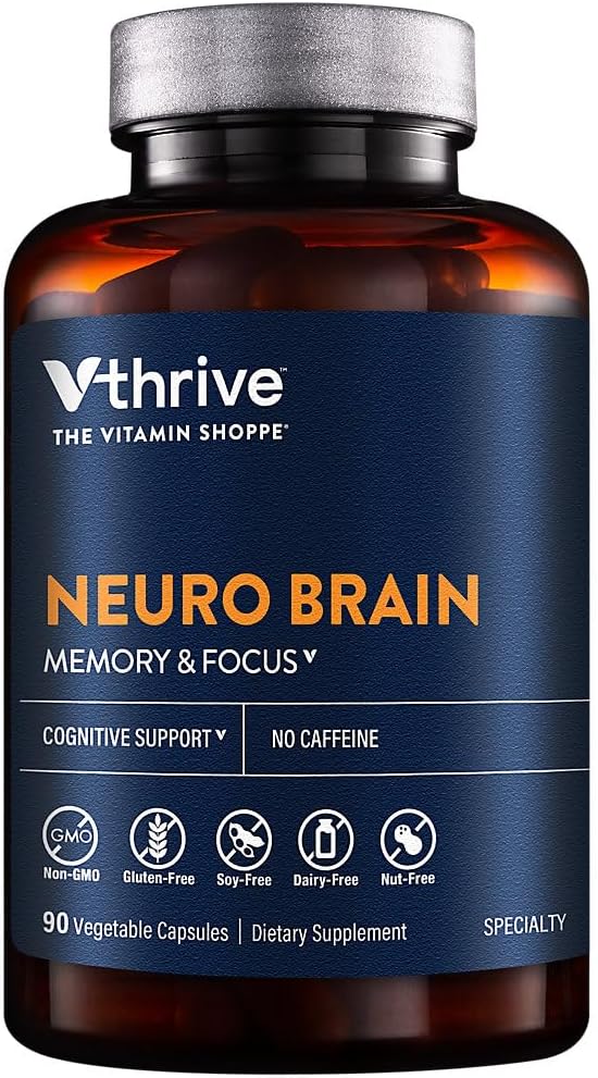 Neuro Brain Health to Support Memory, Focus, Cognitive Support a" Caffeine-Free (90 Vegetable Capsules)
