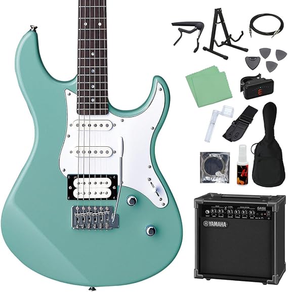 Yamaha Pacifica 112V SOB Electric Guitar Beginner Set of 14 Includes GA15II, Sonic Blue, Yamaha
