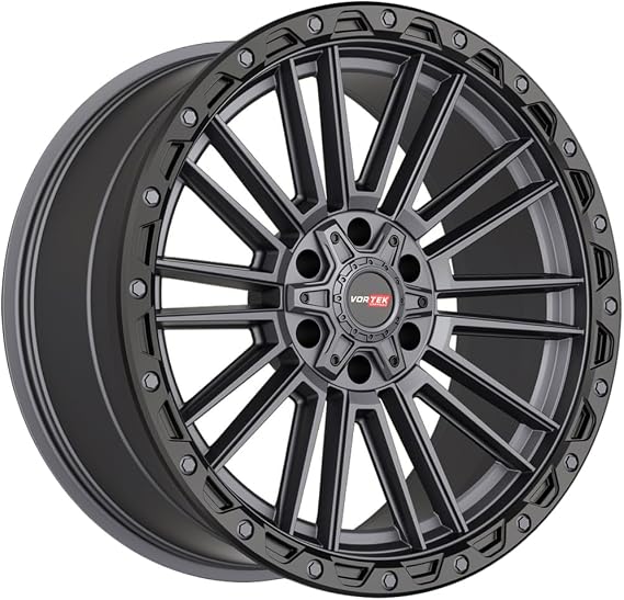 Vortek VRT-604 20x9.5 5x127 5x139.7-18 Cb 78.1 Matte Titanium With Black Bead Ring