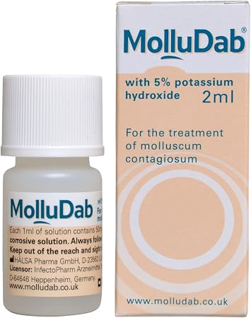 Molludab Molluscum Solution, with 5% Potassium Hydroxide to treat Molluscum Contagiosum, 2 ml